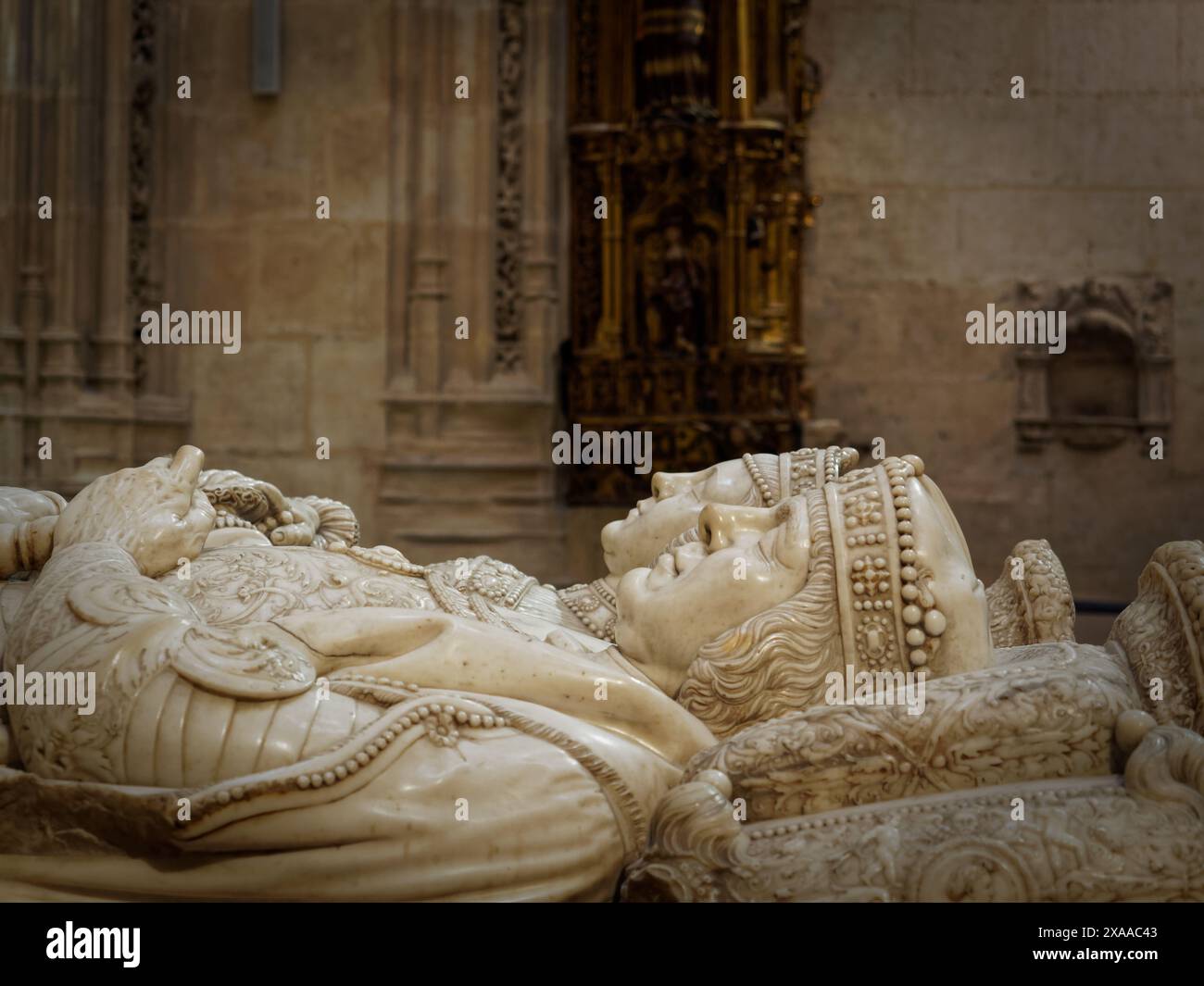 La tomba del cavaliere Pedro Fernandez de Velasco e di sua moglie, nella cattedrale di Burgos, in Spagna Foto Stock