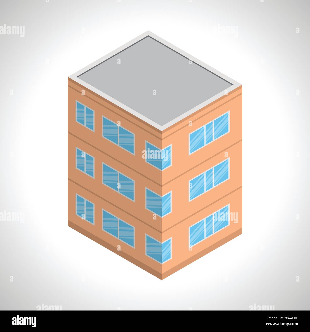 Edificio isometrico. Casa a tre piani in stile isometrico. Illustrazione vettoriale Illustrazione Vettoriale