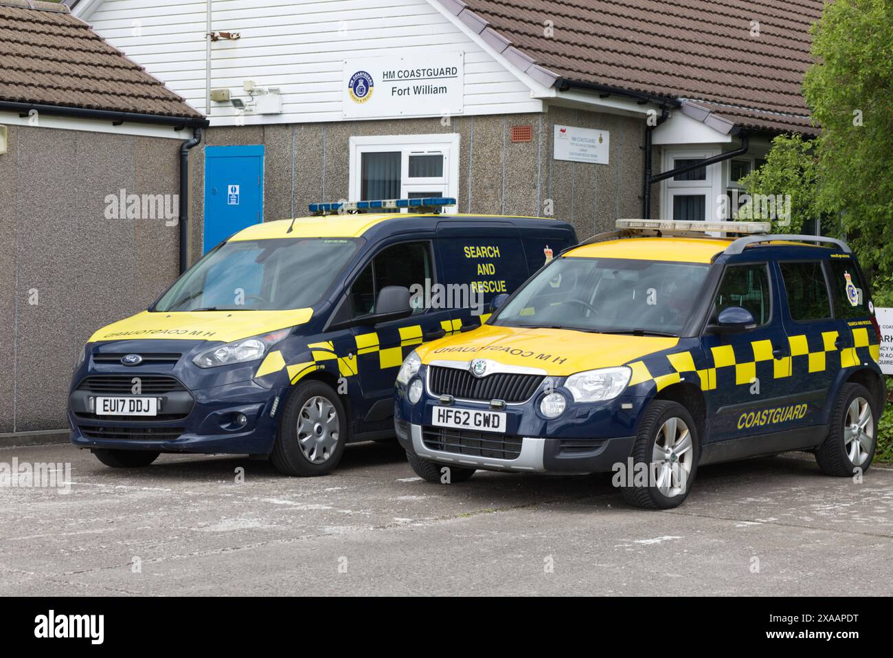Guardia costiera e veicoli di ricerca e soccorso a Fort William Foto Stock