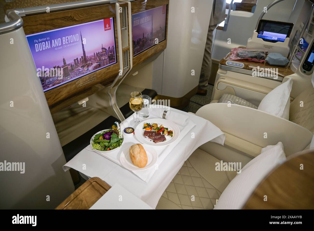 Vorspeise, Essen, Business Class, Emirates Airbus A380 *** antipasto, pasto, Business Class, Emirates Airbus A380 Foto Stock