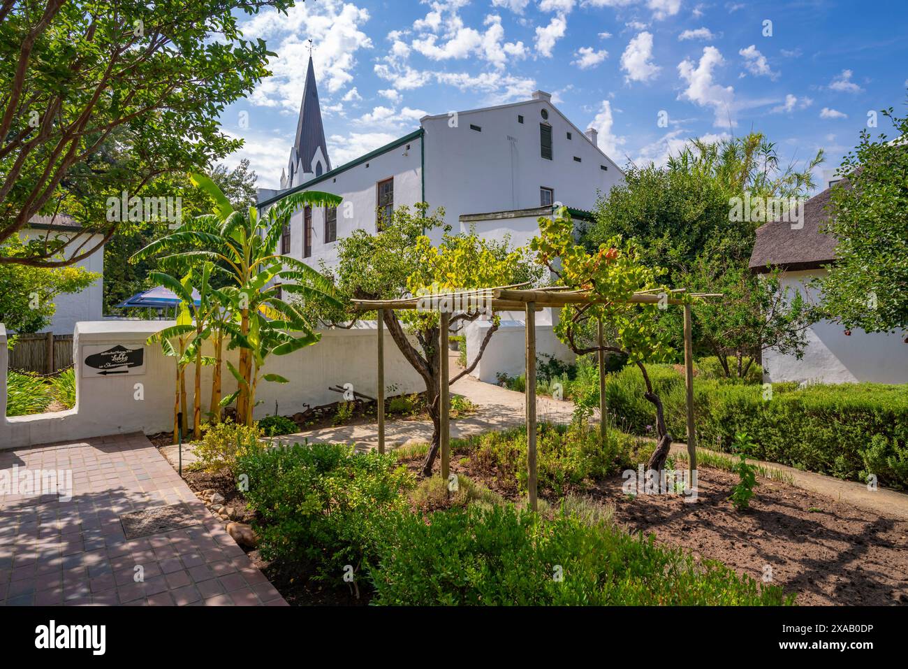 Vista dell'esterno del Village Museum, Stellenbosch Central, Stellenbosch, Western Cape, Sud Africa, Africa Foto Stock