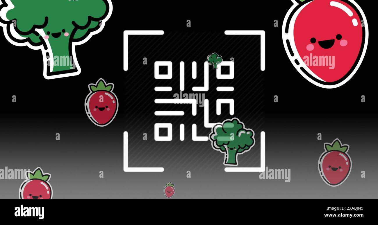 Immagine del codice qr e delle icone vegetali Foto Stock