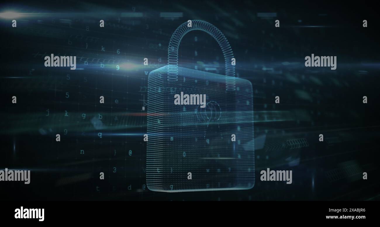 Immagine dell'avviso di cyber attacco sul lucchetto di sicurezza online Foto Stock