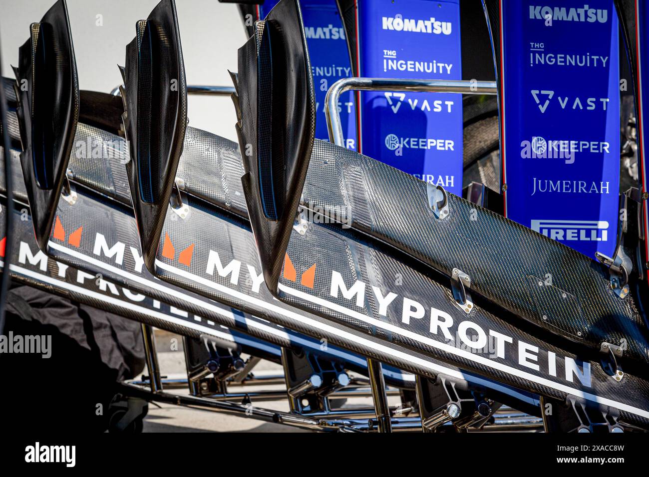 Williams Racing nomi e pitlane con ali anteriori - durante la Formula 1 AWS Grand Prix du Canada 2024, Montreal, Quebec, Canada, dal 6 giugno al 9 giugno - Rounfd 9 su 24 del Campionato del mondo di F1 2024 Foto Stock