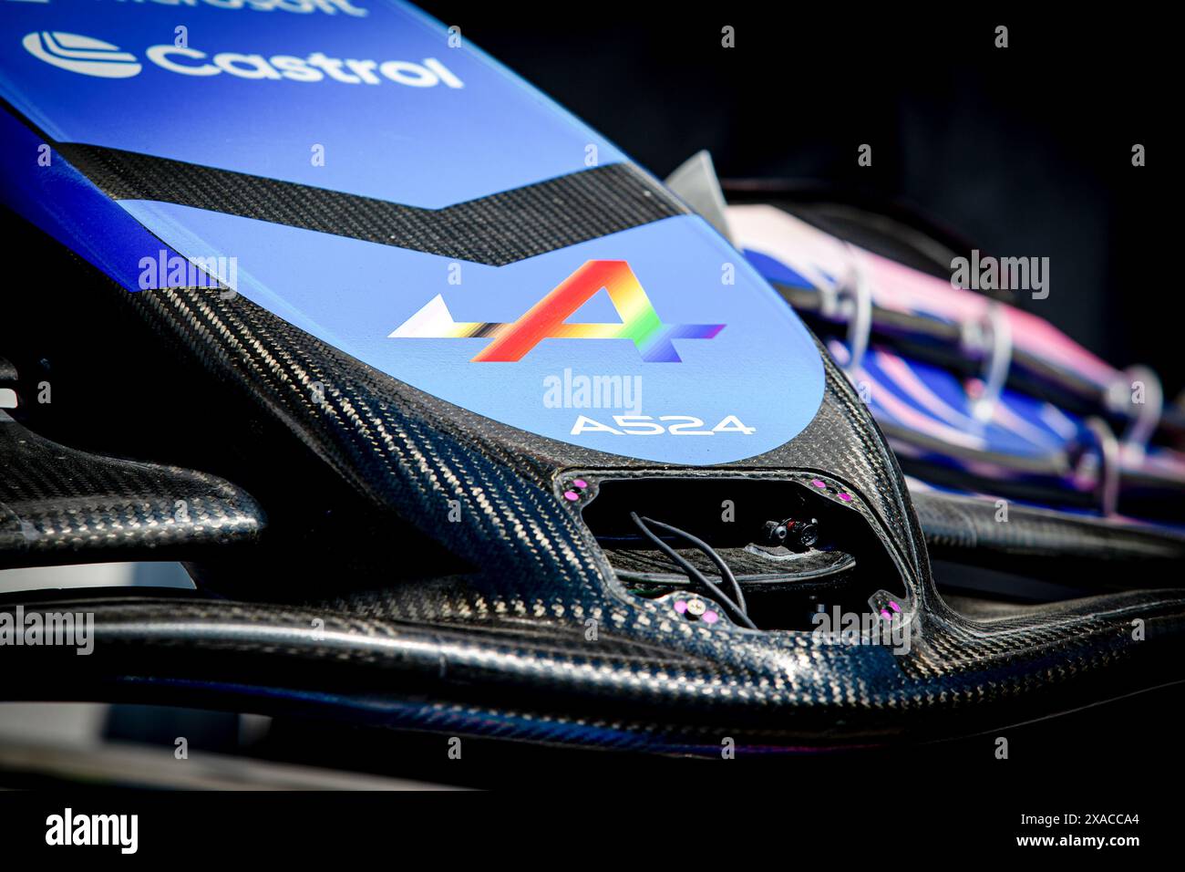 Pitlane BWT Alpine F1 Team Nosecone durante la Formula 1 AWS Grand Prix du Canada 2024, Montreal, Quebec, Canada, dal 6 giugno al 9 giugno - Rounfd 9 su 24 del Campionato del mondo di F1 2024 Foto Stock