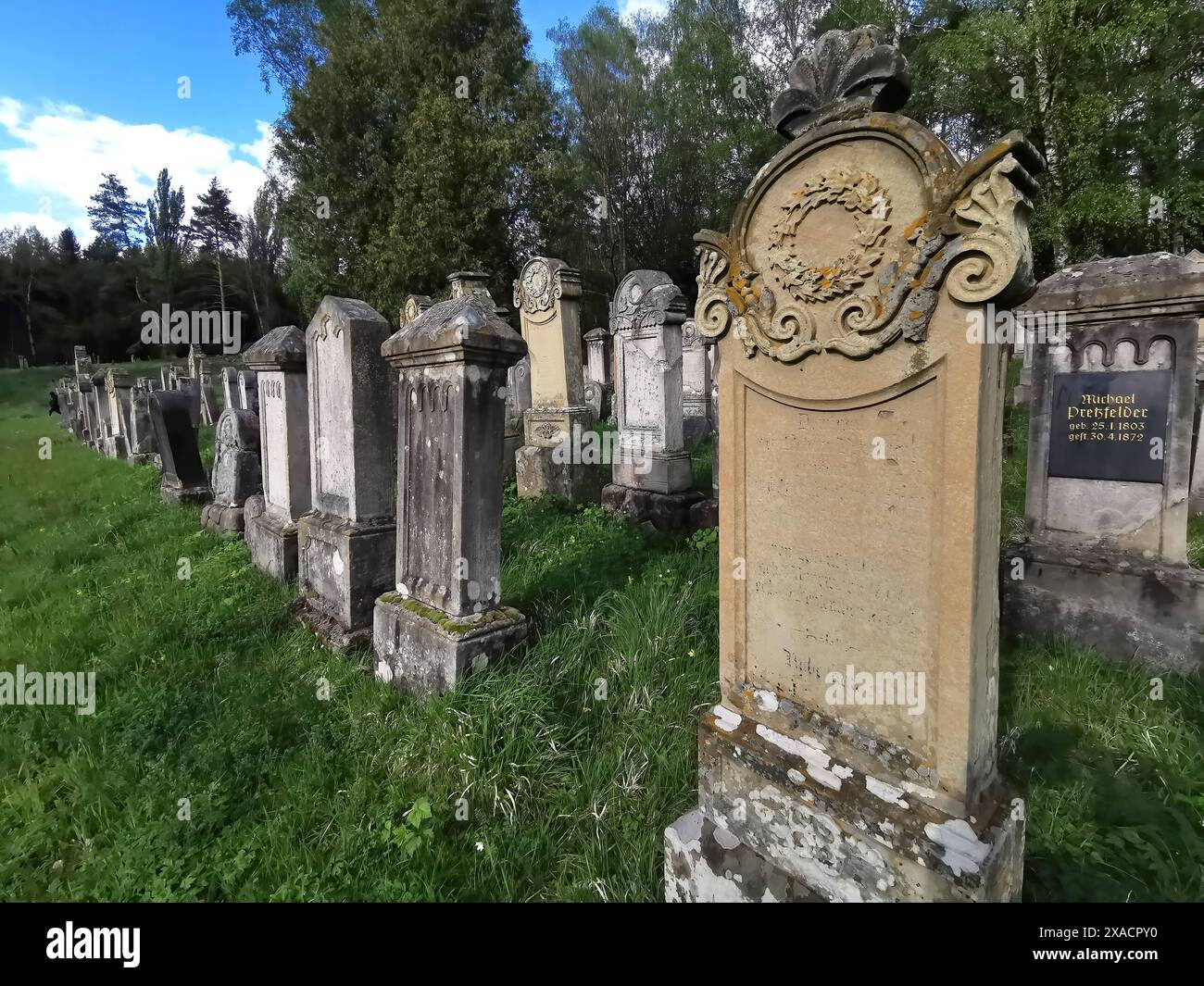 Judenfriedhof, Jüdische Friedhof Burgkunstadt, einer der größten jüdischen Landfriedhöfen in Bayern, Landkreis Lichtenfels, Oberfranken, Deutschland, Foto Stock