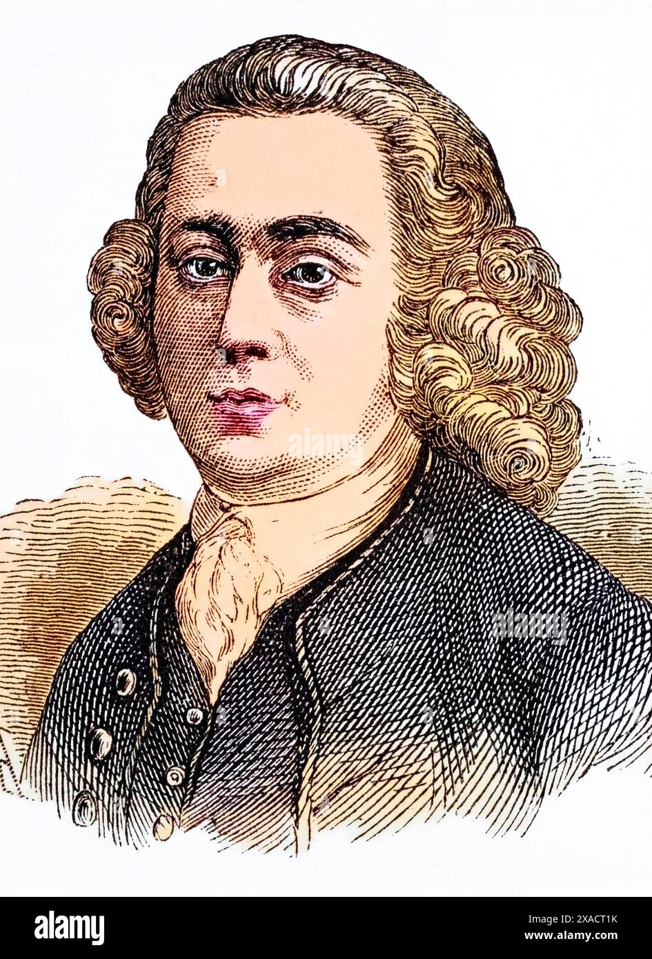 James Brindley (geb. 1716 a Tunstead, Derbyshire, Gest. 30. September 1772 in Turnhurst Hall, Wolstanton, Staffordshire) War ein britischer Kanalbauingenieur., Historisch, digital restaurierte Reproduktion von einer Vorlage aus dem 19. Jahrhundert, data di registrazione non indicata, Foto Stock