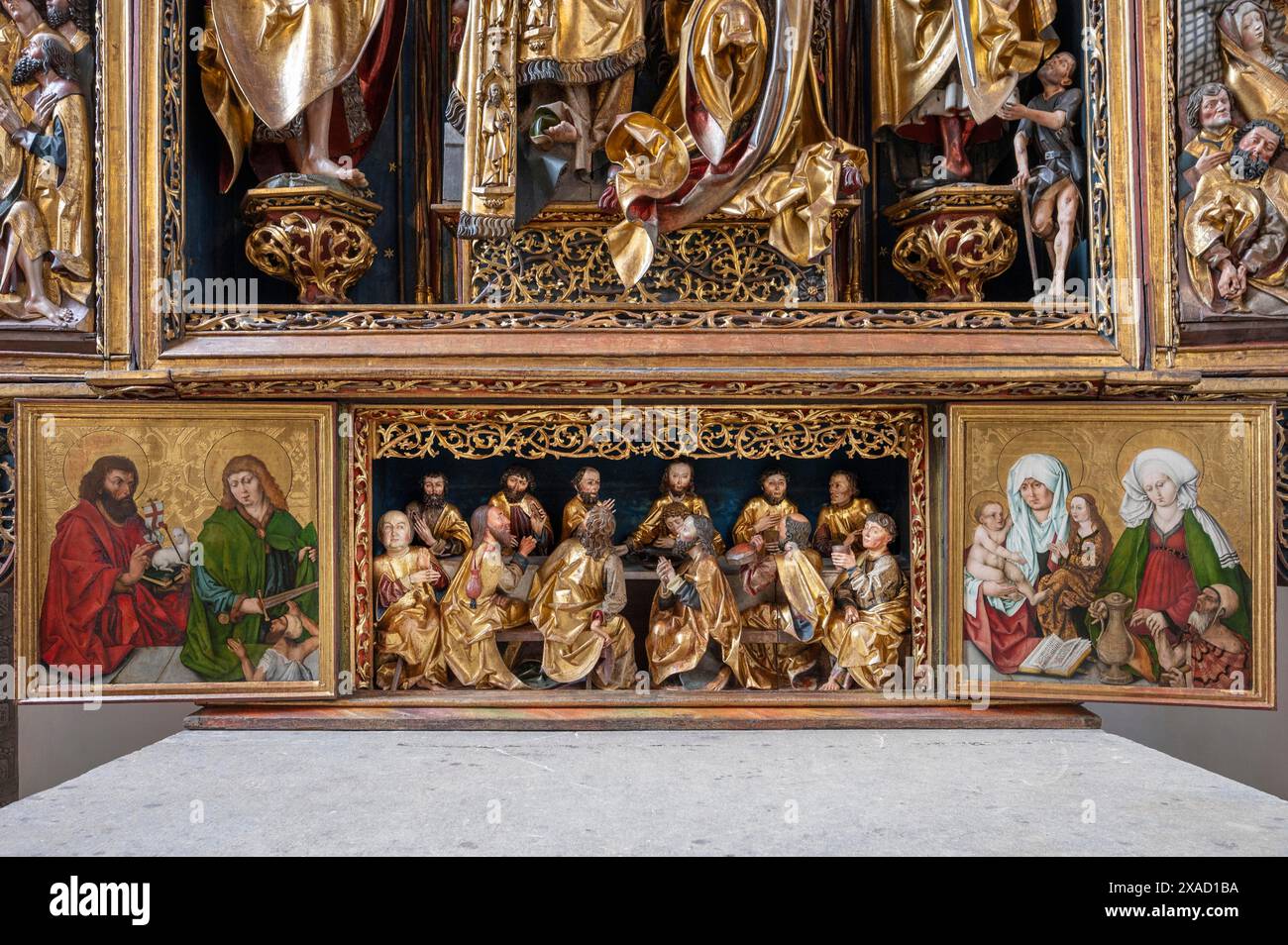 Predella dall'altare alato tardo gotico di Michael Wohlgemut, completata nel 1508, chiesa di San Giovanni e San Martino, Schwabach. Media Franconia Foto Stock