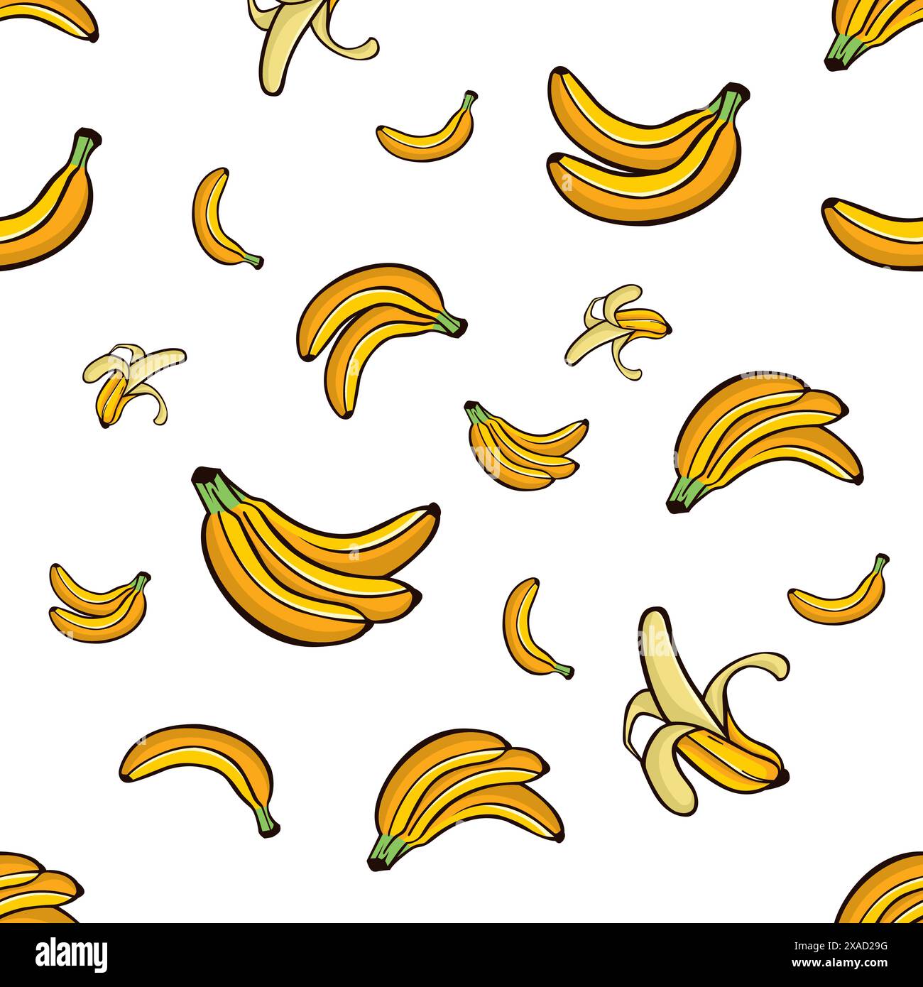 banana ripetuta senza cuciture. Semplice frutto colorato con banana senza cuciture Illustrazione Vettoriale
