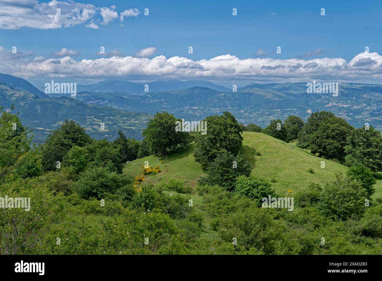 Vista del paesaggio montano del Molise dall'alta strada del Matese. Italia, Europa meridionale Foto Stock