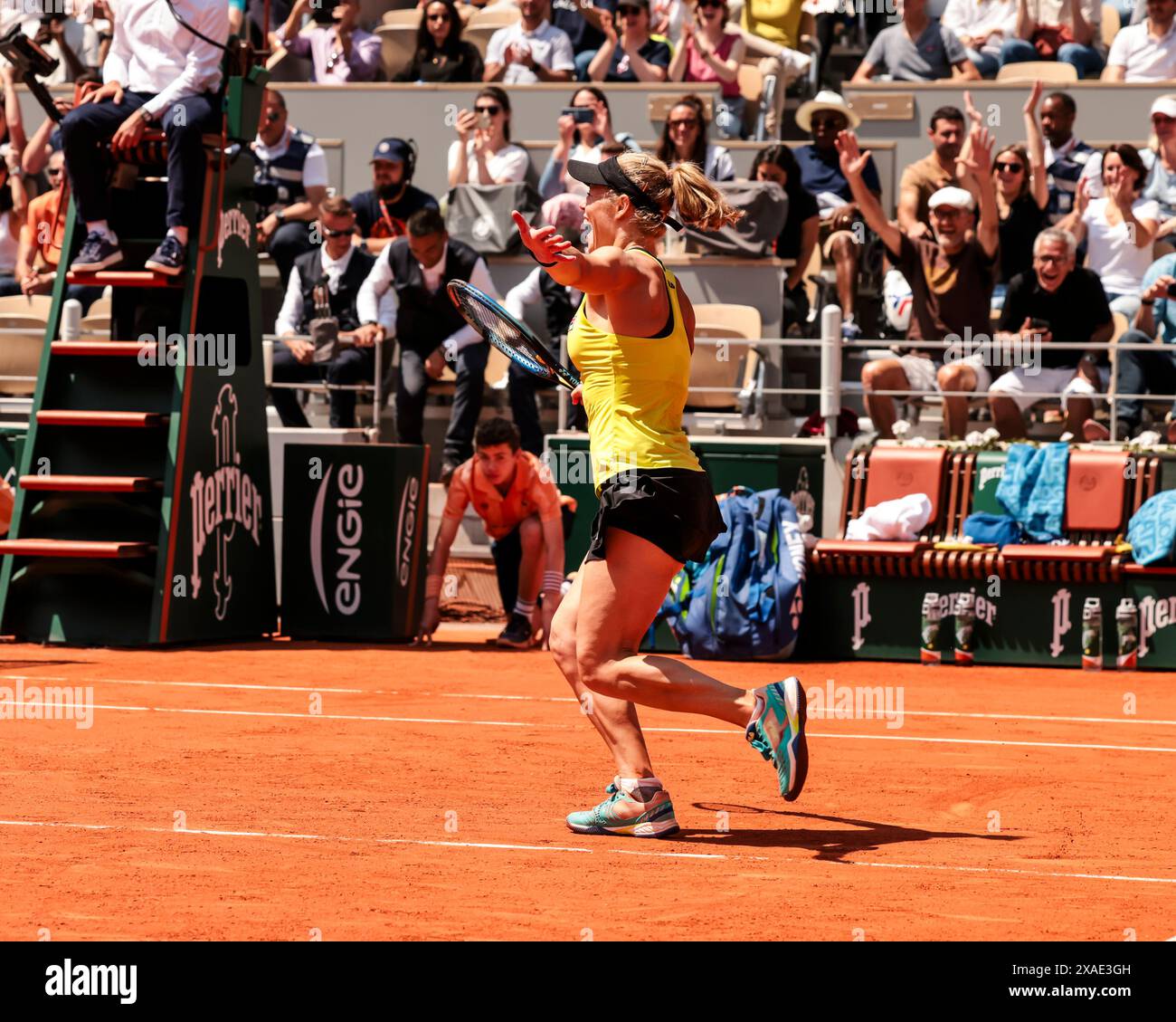 Parigi, Francia. 6 giugno 2024. La tennista Laura Siegemund (GER) durante la finale mista al torneo di tennis del grande Slam dell'Open di Francia 2024 a Roland Garros, Parigi, Francia. Frank Molter/Alamy Live News Foto Stock