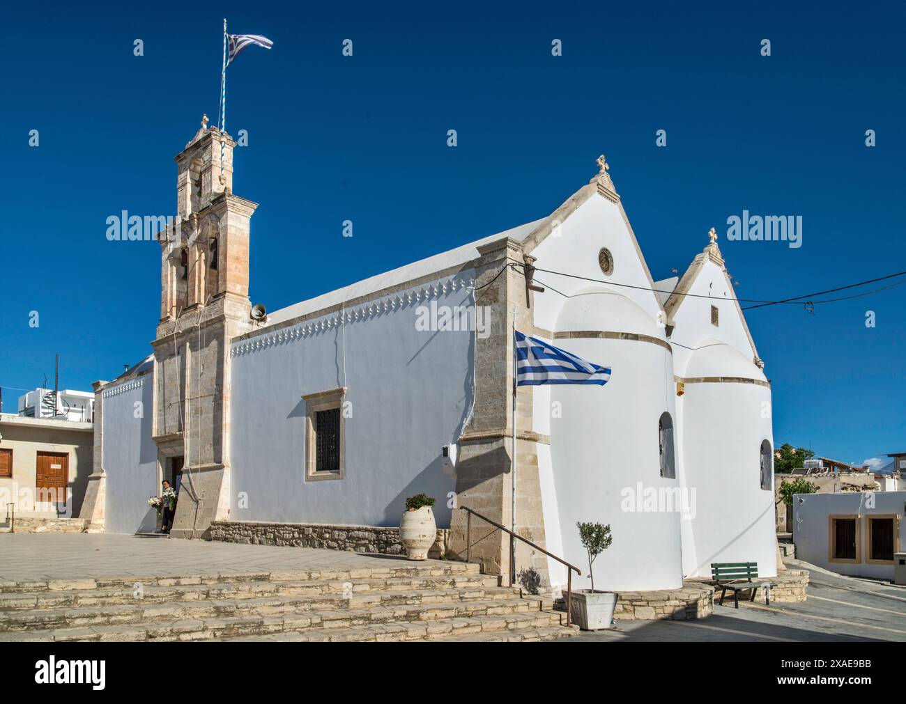 Agio Pnevma (Spirito Santo) Chiesa, 1865, nel villaggio di Petrokefali, pianura di Mesara, Creta centrale, Grecia Foto Stock