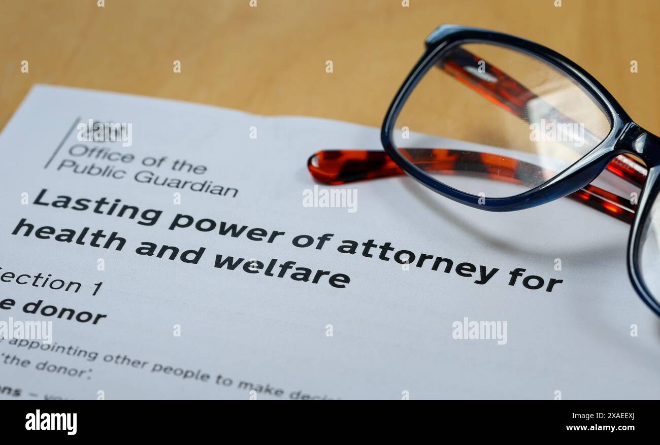 Il potere duraturo di forma di avvocato nel Regno Unito per la salute e il Welfare. Foto Stock