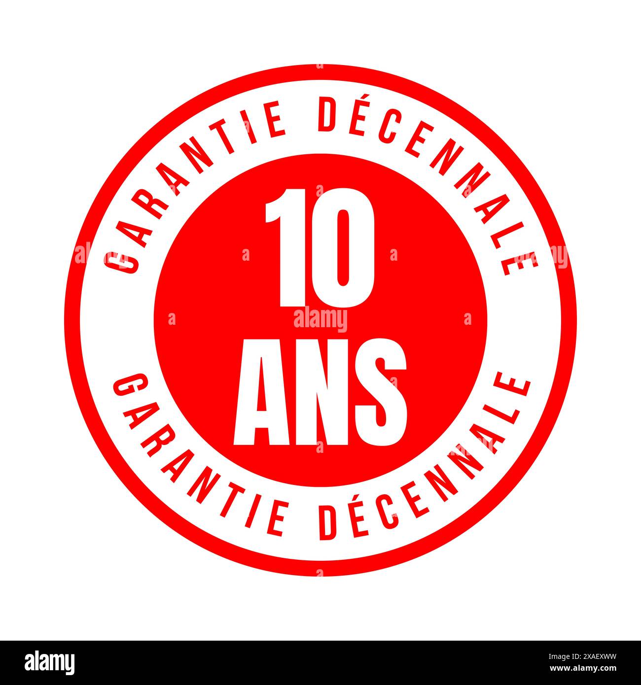Icona del simbolo di garanzia di dieci anni chiamata 10 ANS garantie decennale in lingua francese Foto Stock