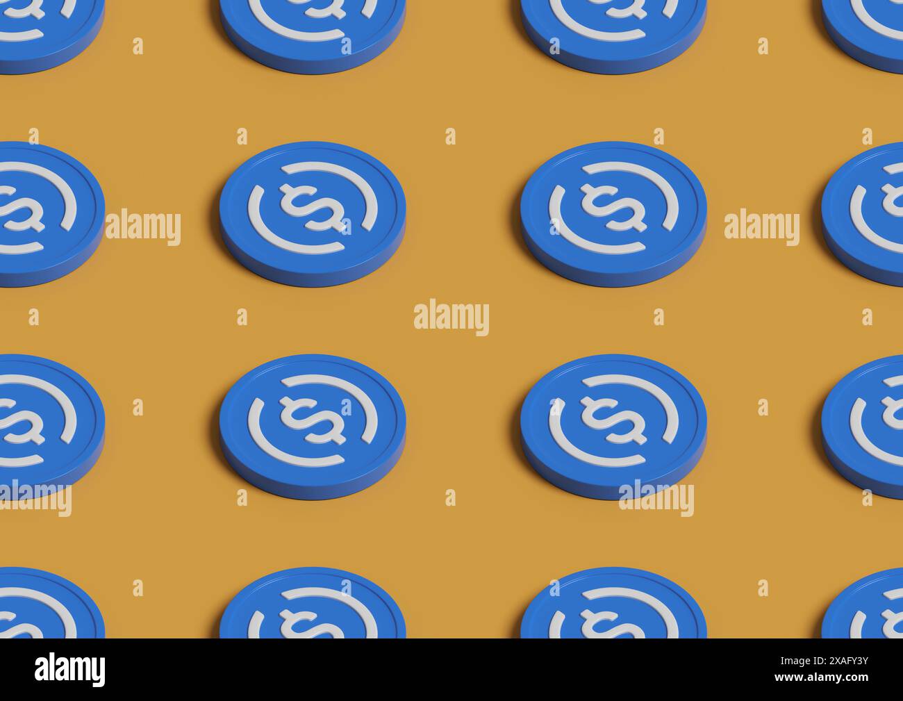 Modello isometrico senza cuciture della moneta USDC. illustrazione 3d. Foto Stock