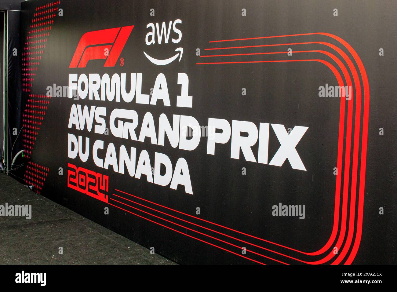 Logo F1 AWS GP Canada - atmosfera da pista durante la Formula 1 AWS Grand Prix du Canada 2024, Montreal, Quebec, Canada, dal 6 al 9 giugno - Rounfd 9 su 24 del Campionato del mondo di F1 2024 Foto Stock