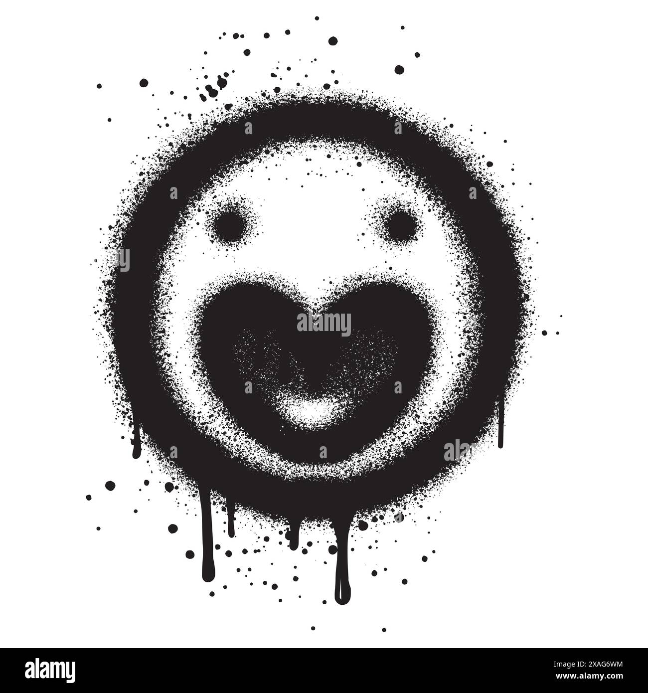 Emoticon sorridente per il viso dei graffiti verniciati a spruzzo. Illustrazione Vettoriale