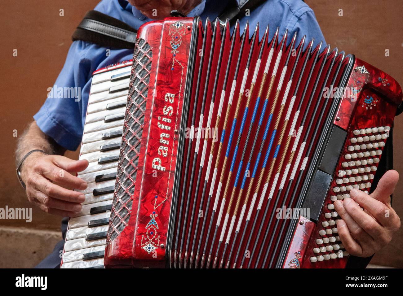 Lettore di fisarmonica Foto Stock