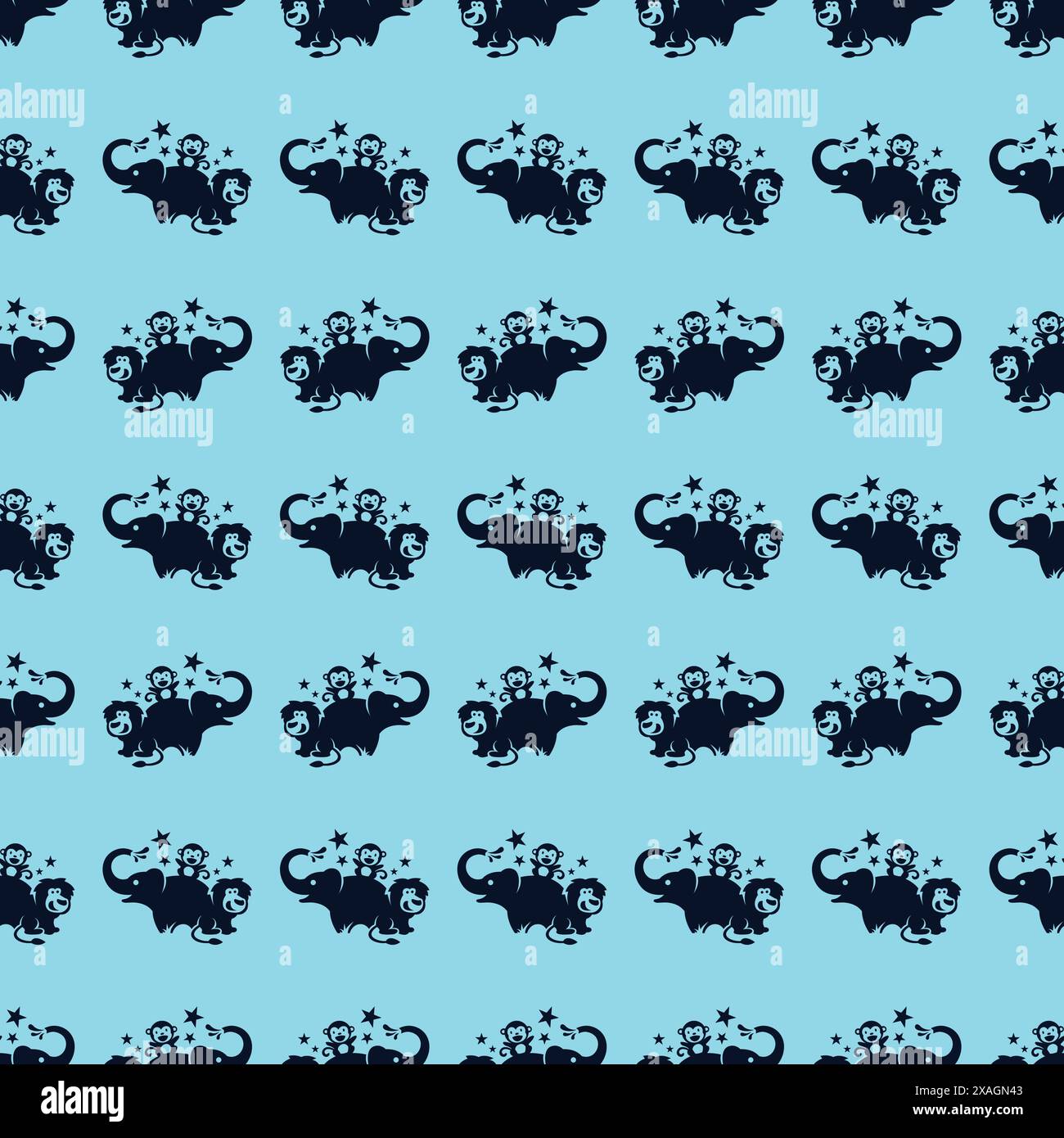 Elefante animale, scimmia, modello di leone per bambini Illustrazione Vettoriale