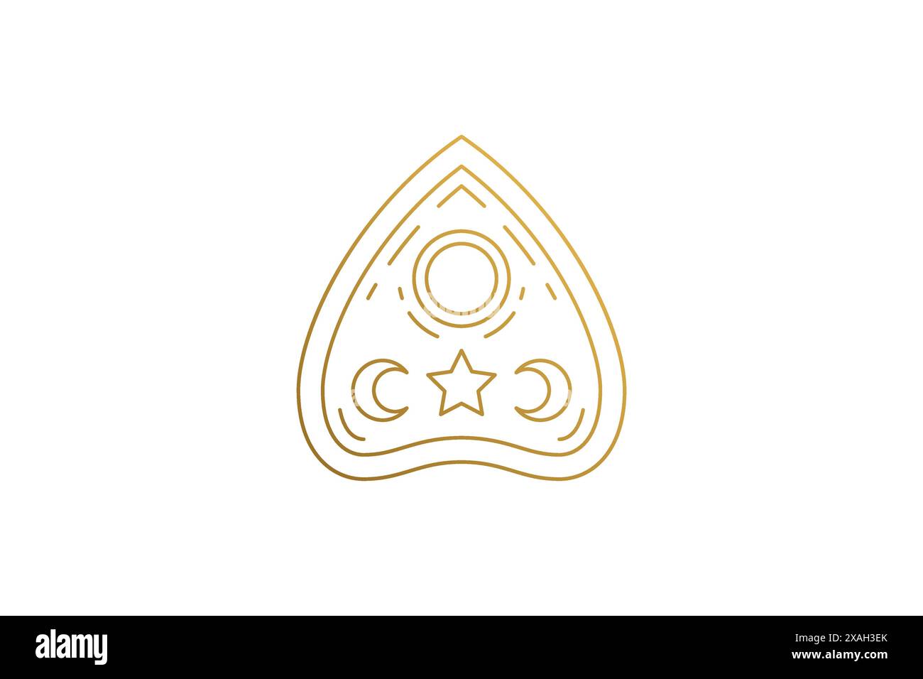 Puntatore della scheda Ouija con illustrazione vettoriale lineare della silhouette. Simbolo della freccia mistica di halloween, magia occulta. Ottimo per pratiche esoteriche e ritua Illustrazione Vettoriale