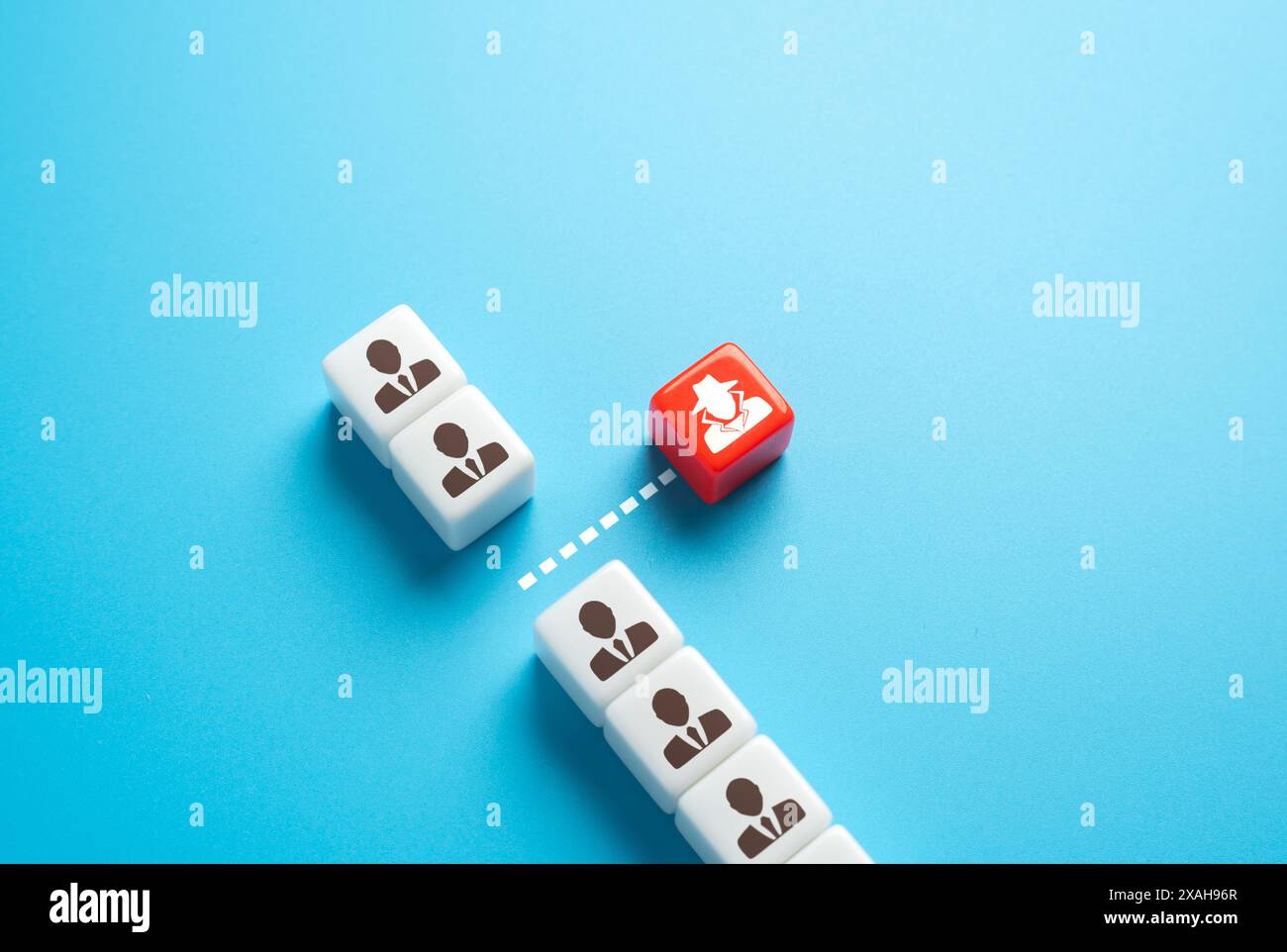 Identificate la spia. Salvare il business dallo spionaggio finanziario industriale. Sovversione, sabotaggio. Violazione del processo di lavoro. Fermare le perdite di aziende in Foto Stock