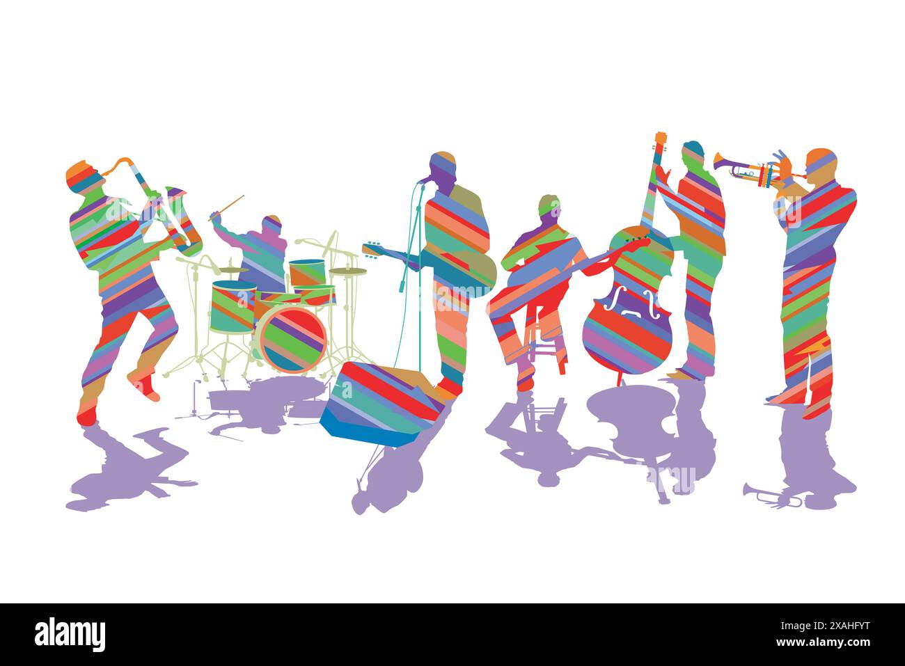 Gruppo musicale sul palco illustrazione isolata Illustrazione Vettoriale