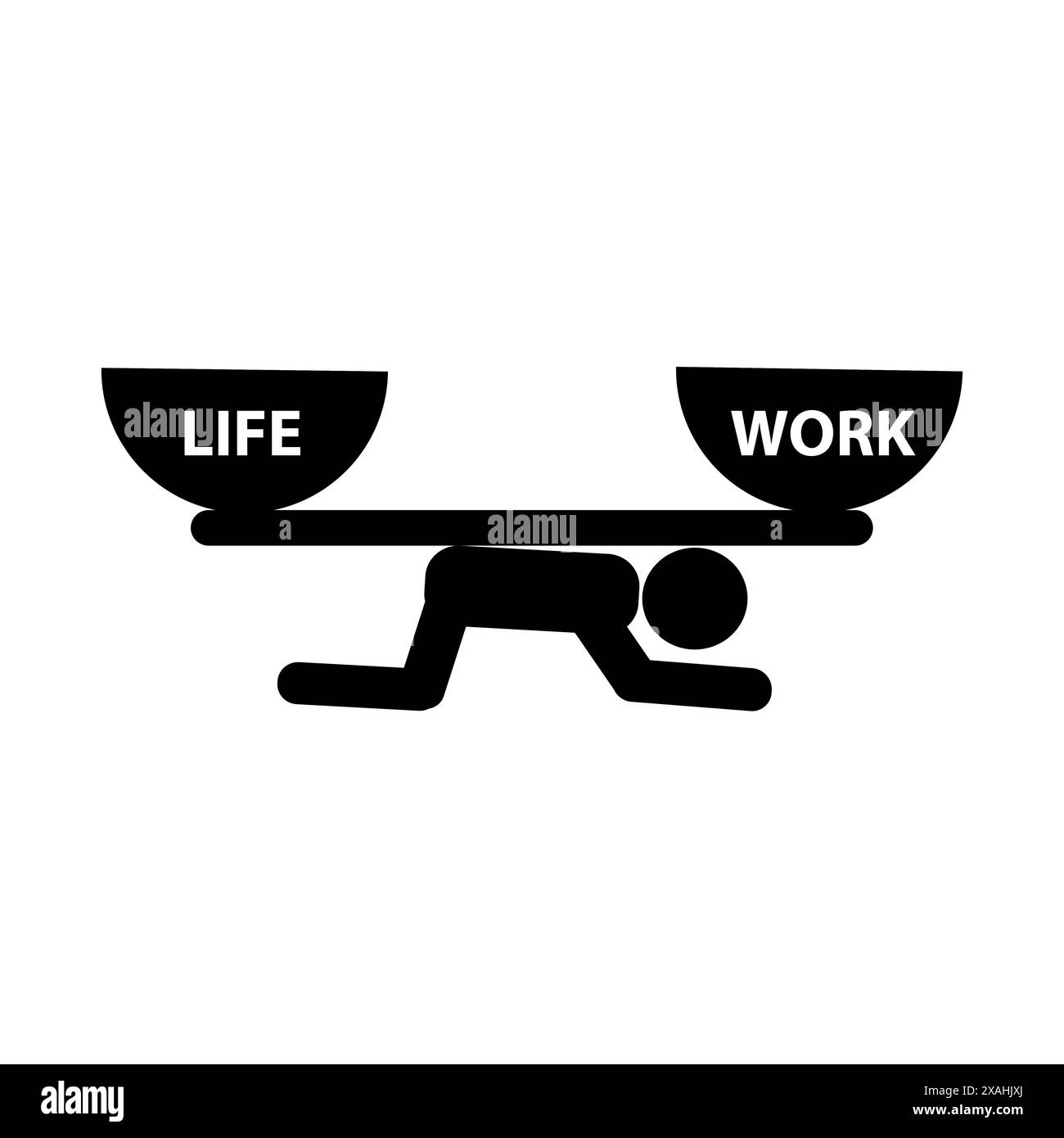 Equilibrio tra vita e lavoro sul retro di una silhouette di una persona Illustrazione Vettoriale