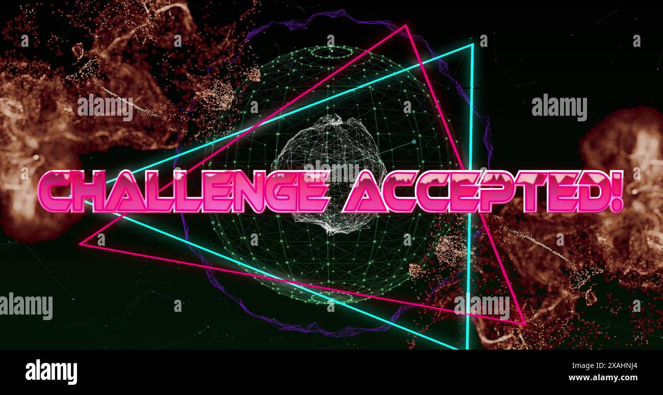 Immagine del game over solo testo in lettere rosa metallizzate con triangoli su mesh Foto Stock