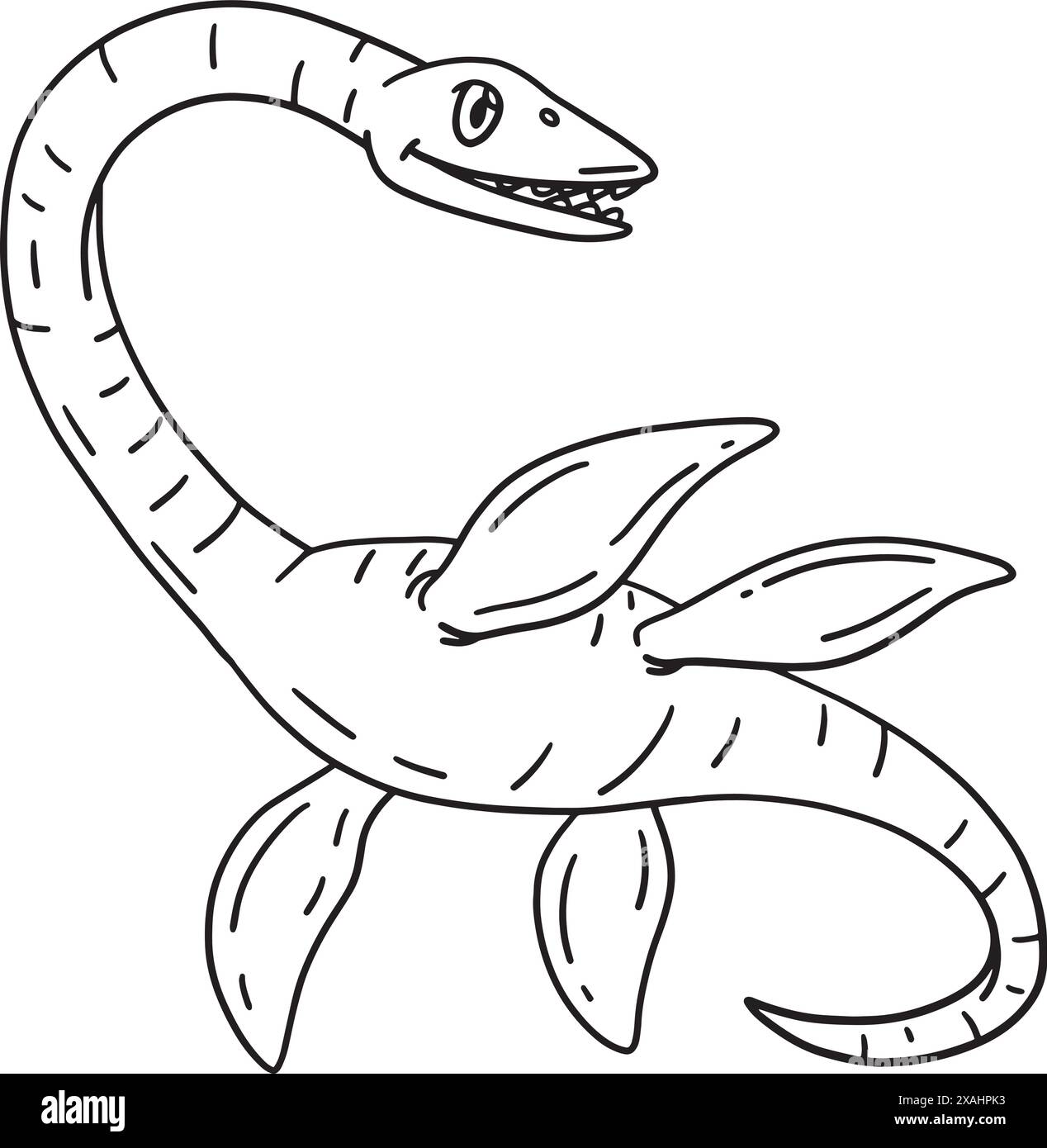 Elasmosaurus Dinosaur Isolated Coloring Page Illustrazione Vettoriale
