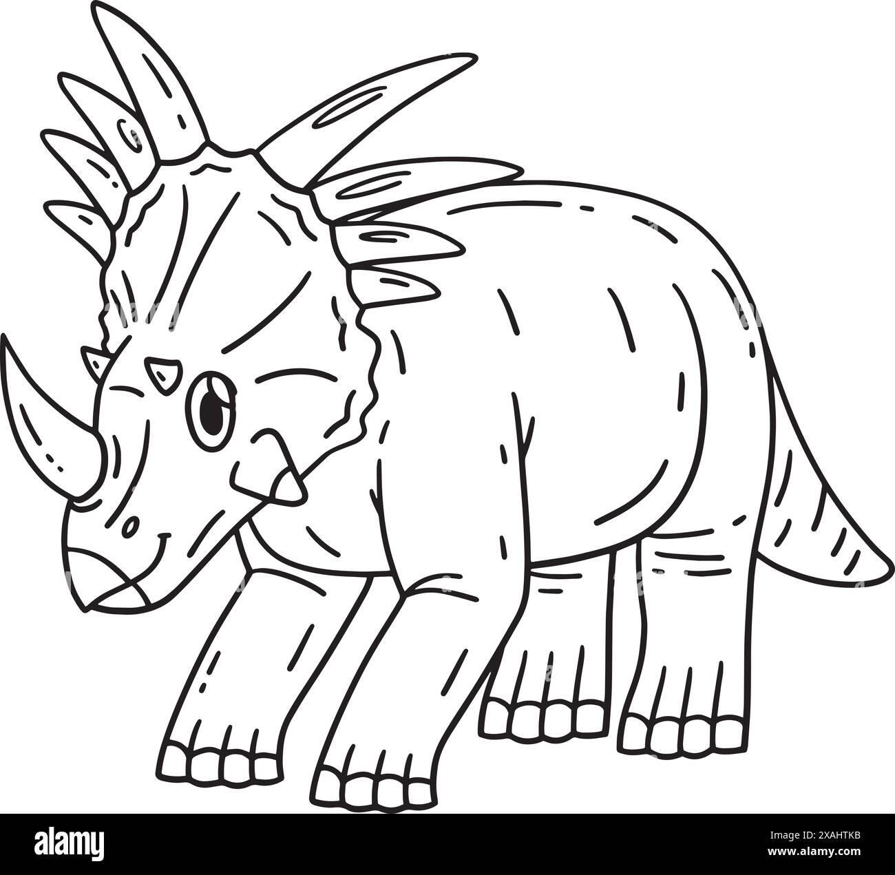 Styracosaurus Dinosaur Isolated Coloring Page Illustrazione Vettoriale