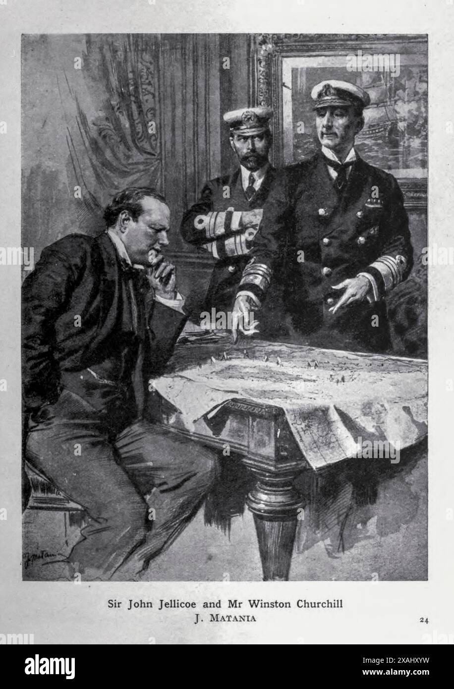 Sir John Jellicoe e Mr Winston Churchill dal libro Heroic Deeds of the British navy in the Great War di Wheeler, Harold F. B. (Harold Felix Baker), pubblicato Birmingham : ELD & Blackham Limited 1917 Foto Stock
