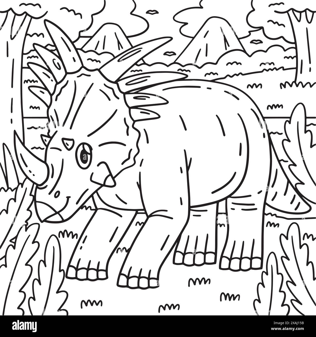 Styracosaurus Dinosaur Page for Kids Illustrazione Vettoriale