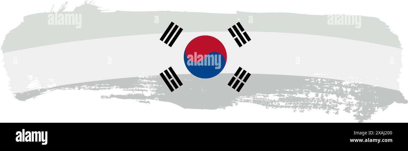 pennello bandiera della corea del sud , illustrazione vettoriale su sfondo bianco Illustrazione Vettoriale