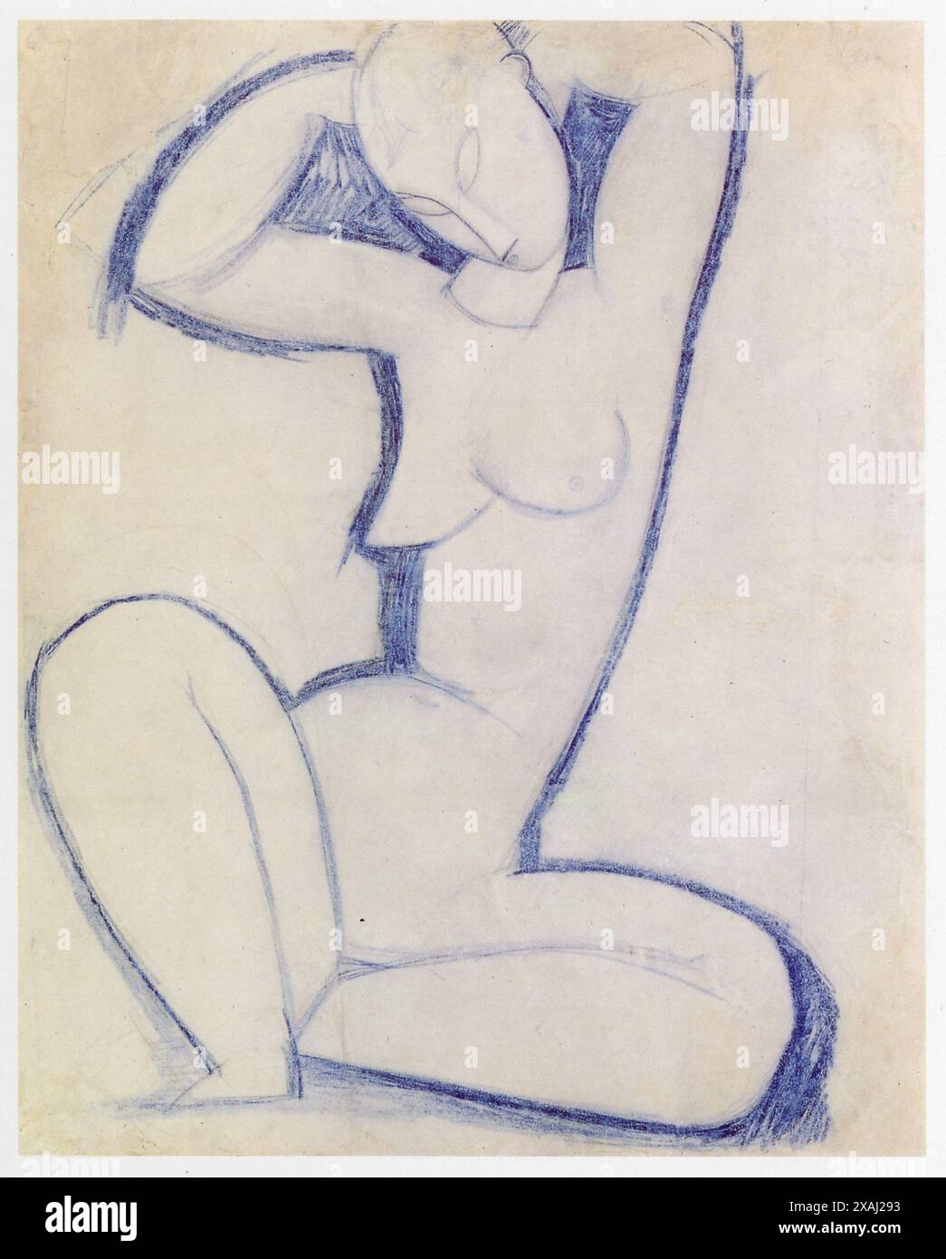 Amedeo Modigliani. (1884-1920).Cariatide bleue II Crayon bleu sur papier.1913-1914 Foto Stock