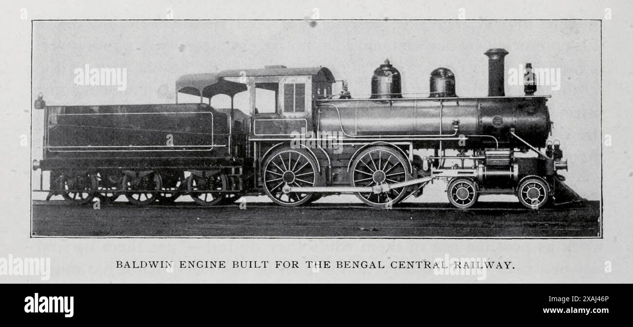 MOTORE BALDWIN COSTRUITO PER LA Bengal Central Railway dall'articolo COSTRUZIONE DI LOCOMOTIVE INGLESI E AMERICANE. Di Charles Rous-Marten. Dalla rivista Engineering dedicata al progresso industriale volume XVII 1899 The Engineering Magazine Co Foto Stock