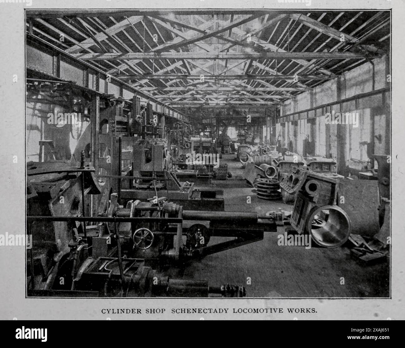 NEGOZIO DI CILINDRI, FABBRICA DI LOCOMOTIVE SCHENECTADY. Dall'articolo ENGLISH AND AMERICAN LOCOMOTIVE BUILDING Part II di Charles Rous-Marten. Dalla rivista Engineering dedicata al progresso industriale volume XVII 1899 The Engineering Magazine Co Foto Stock