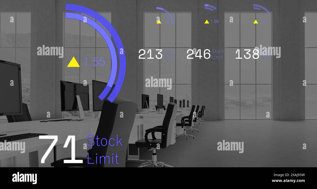 Immagine dell'elaborazione dei dati finanziari e delle statistiche in sede Foto Stock