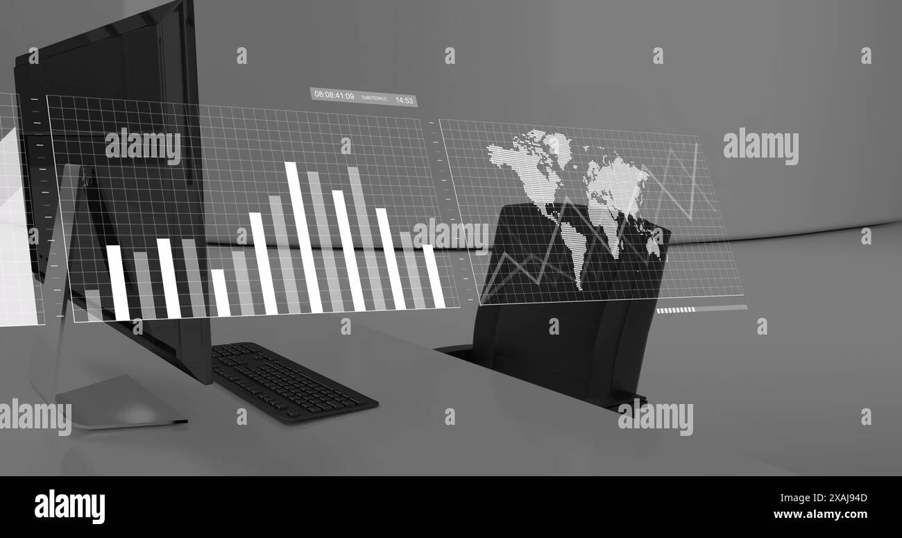 Immagine dell'elaborazione dei dati finanziari e delle statistiche in sede Foto Stock