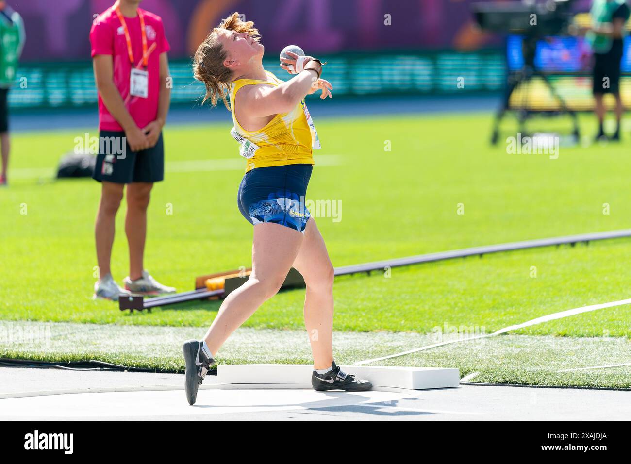 ROMA, ITALIA - 7 GIUGNO: La svedese Sara Lennman gareggia nella Shot Put Women durante la prima giornata dei Campionati europei di atletica leggera - Roma 2024 allo Stadio Olimpico il 7 giugno 2024 a Roma, Italia. (Foto di Joris Verwijst/BSR Agency) Foto Stock