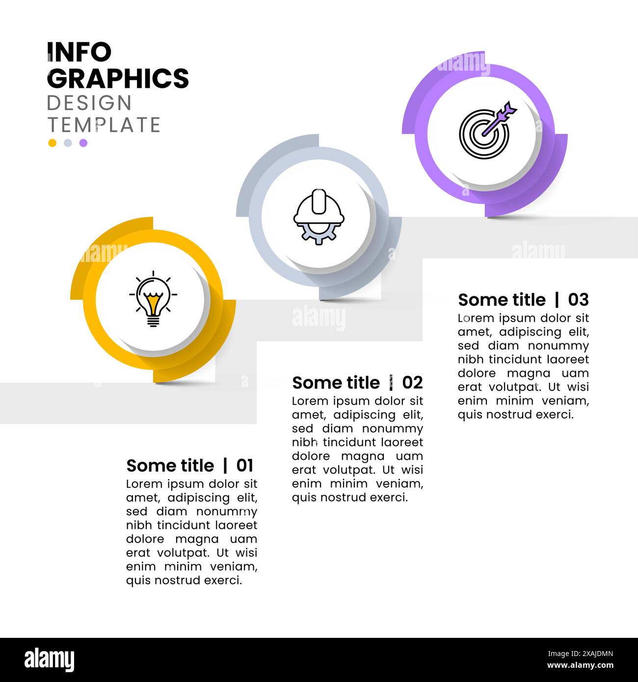 Modello infografico con icone e 3 opzioni o passaggi. Scale. Può essere utilizzato per il layout del flusso di lavoro, il diagramma, il banner, il webdesign. Illustrazione vettoriale Illustrazione Vettoriale