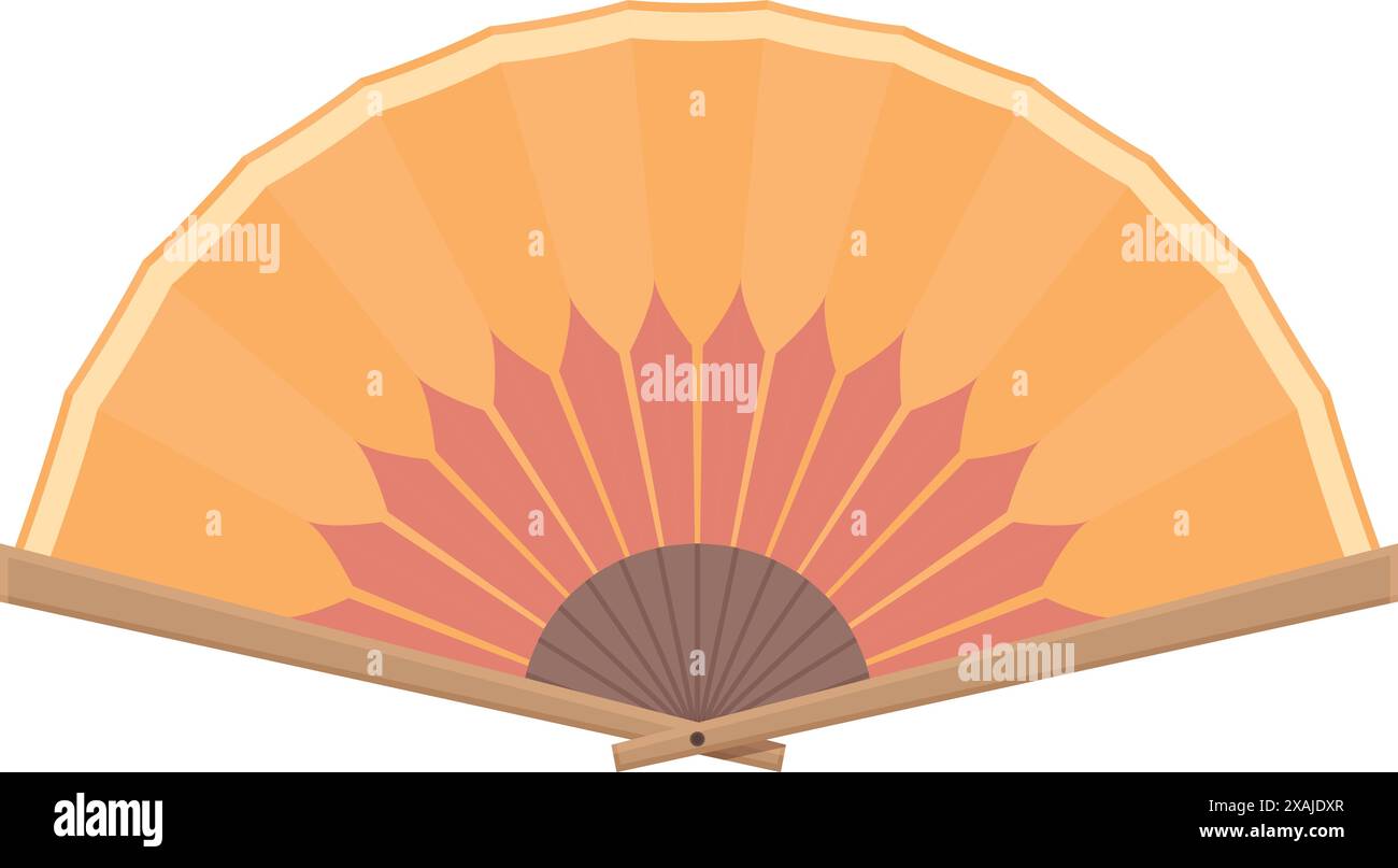 Illustrazione di un ventilatore portatile con un design floreale, spesso utilizzato nelle culture asiatiche per raffreddarsi Illustrazione Vettoriale