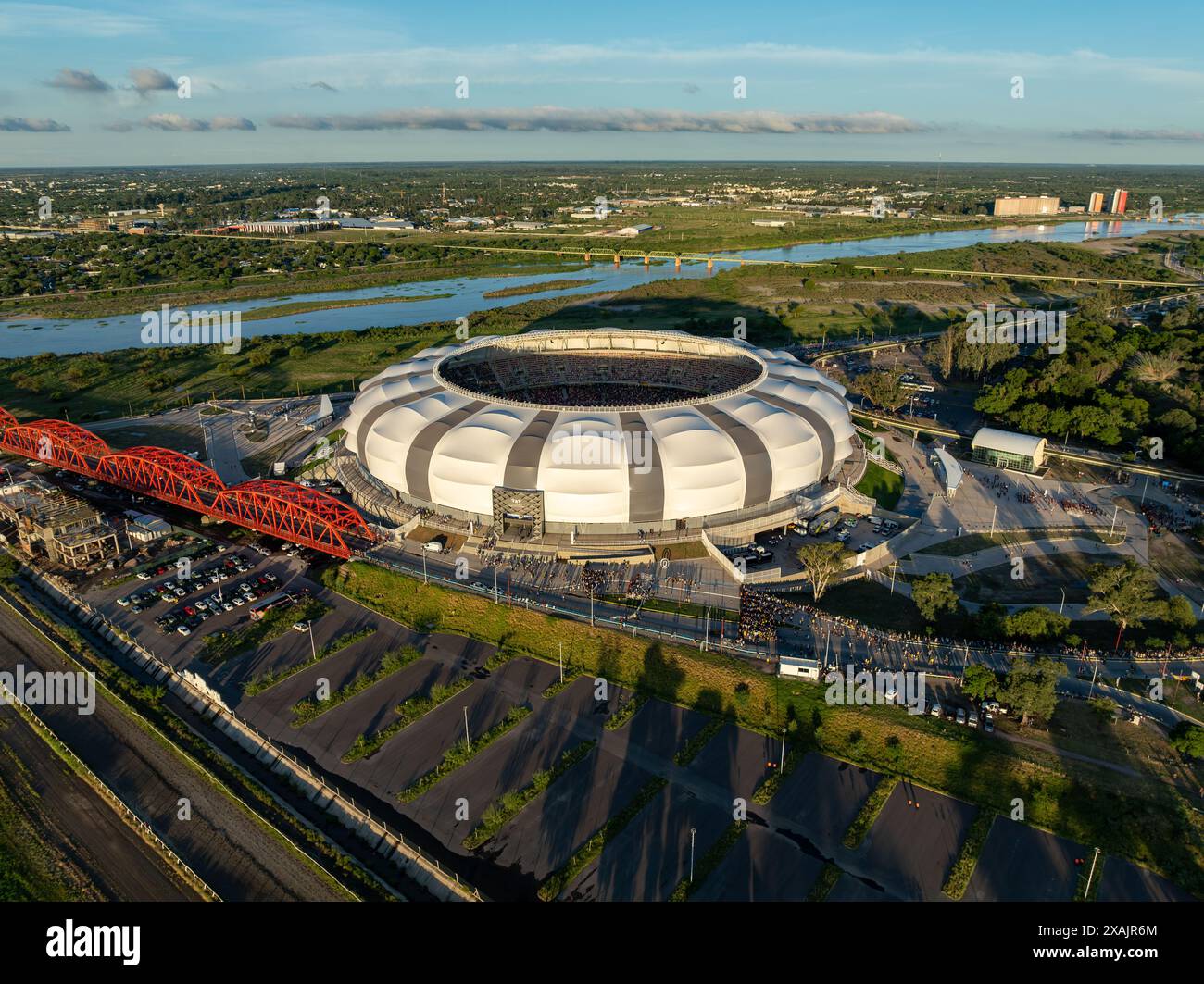 Santiago del estero, Argentina, 1 marzo 2023: Veduta aerea dello stadio Único madre de Ciudades, Santiago del estero, Argentina. Foto Stock
