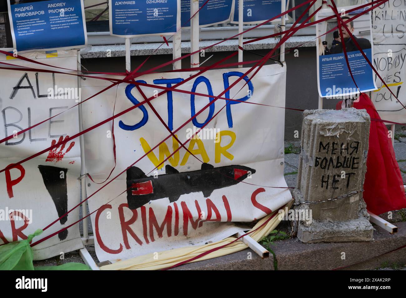 Segno di protesta anti-russa, Tallinn, Estonia Foto Stock