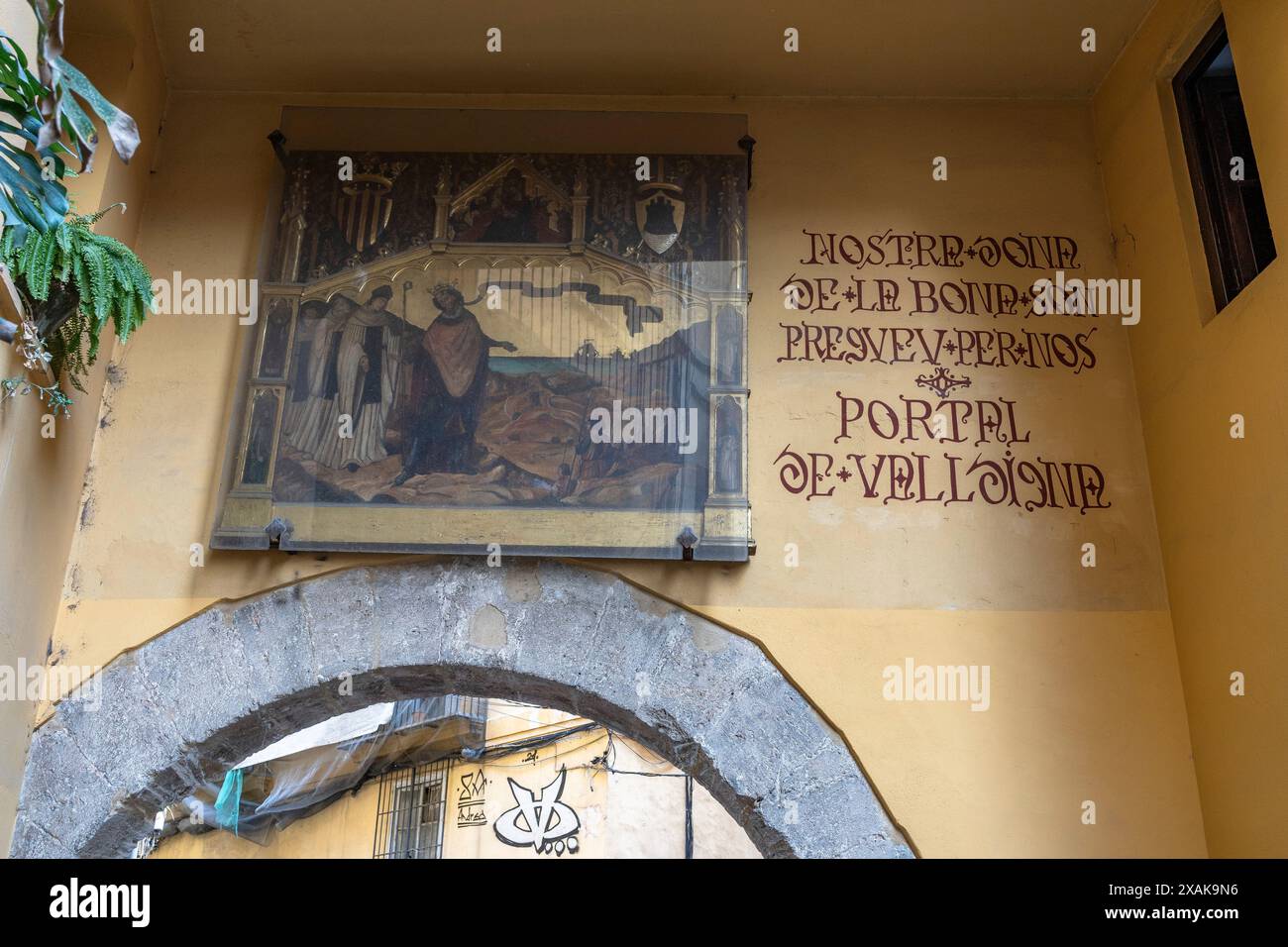 Europa, Spagna, Provincia di Valencia, Valencia, Ciutat Vella, porta storica Portal de Valldigna Foto Stock