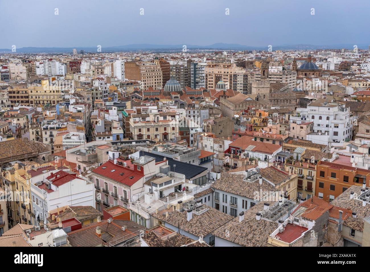 Europa, Spagna, Provincia di Valencia, Valencia, Ciutat Vella, vista dalla torre di osservazione Torre de Micalet Foto Stock