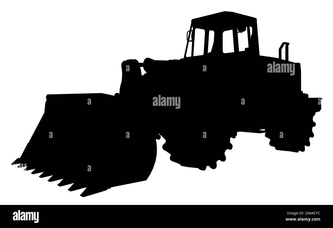 Silhouette di un escavatore Foto Stock