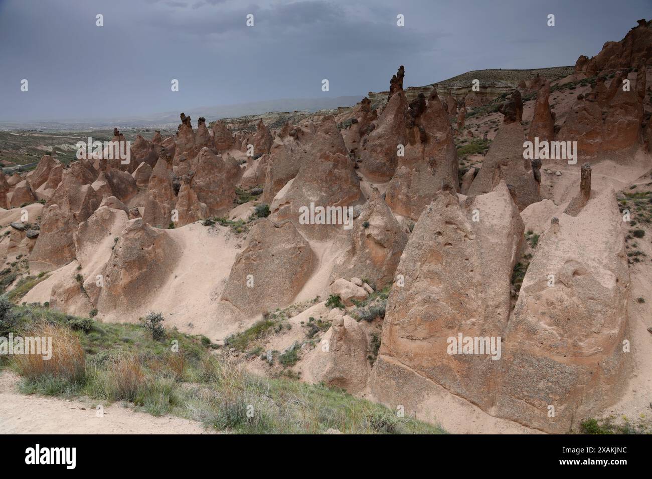 Vista della Imagination Valley in Cappadocia, Turchia Foto Stock