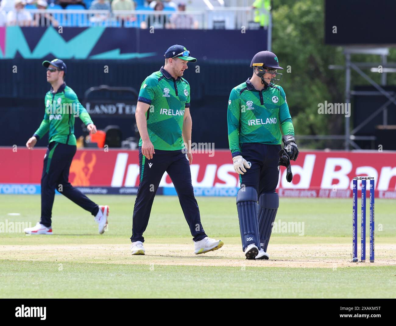 NewYork, Stati Uniti. 7 giugno 2024. ICC Men's Cricket World Cup Canada vs IRLANDA Canada ha fatto 137 su 7 in 20 over. Allo stadio internazionale di cricket Nassu County, East Meadow, New York. L'Irlanda ha bisogno di 138 in 120 palle nella foto: Credito: Seshadri SUKUMAR/Alamy Live News Foto Stock