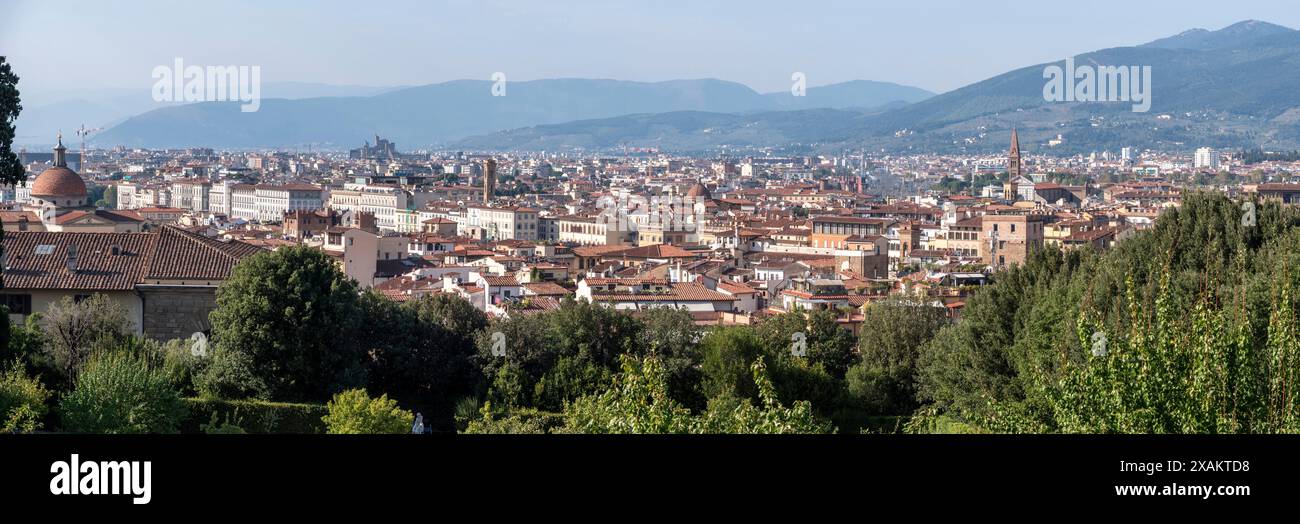 Vista panoramica del centro di Firenze vista dai Giardini di Boboli, Italia Foto Stock