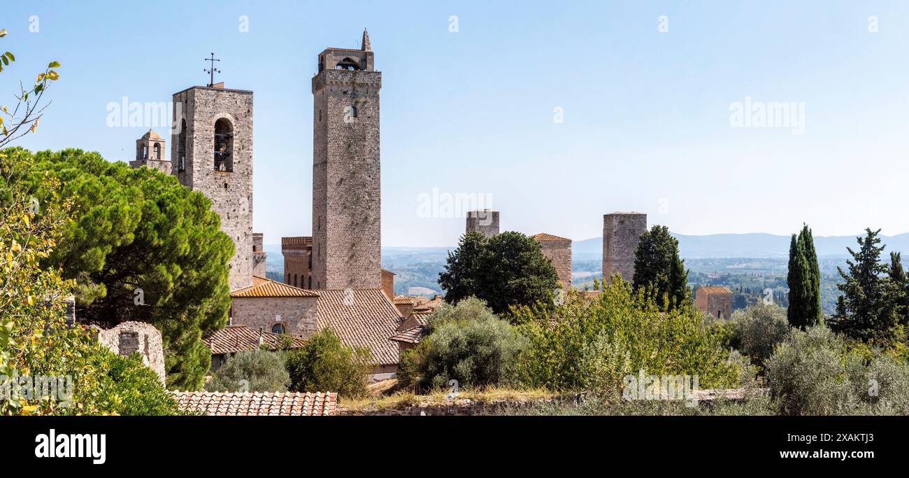 Le torri Cugnanesi e Becci a San Gimignano, Italia Foto Stock